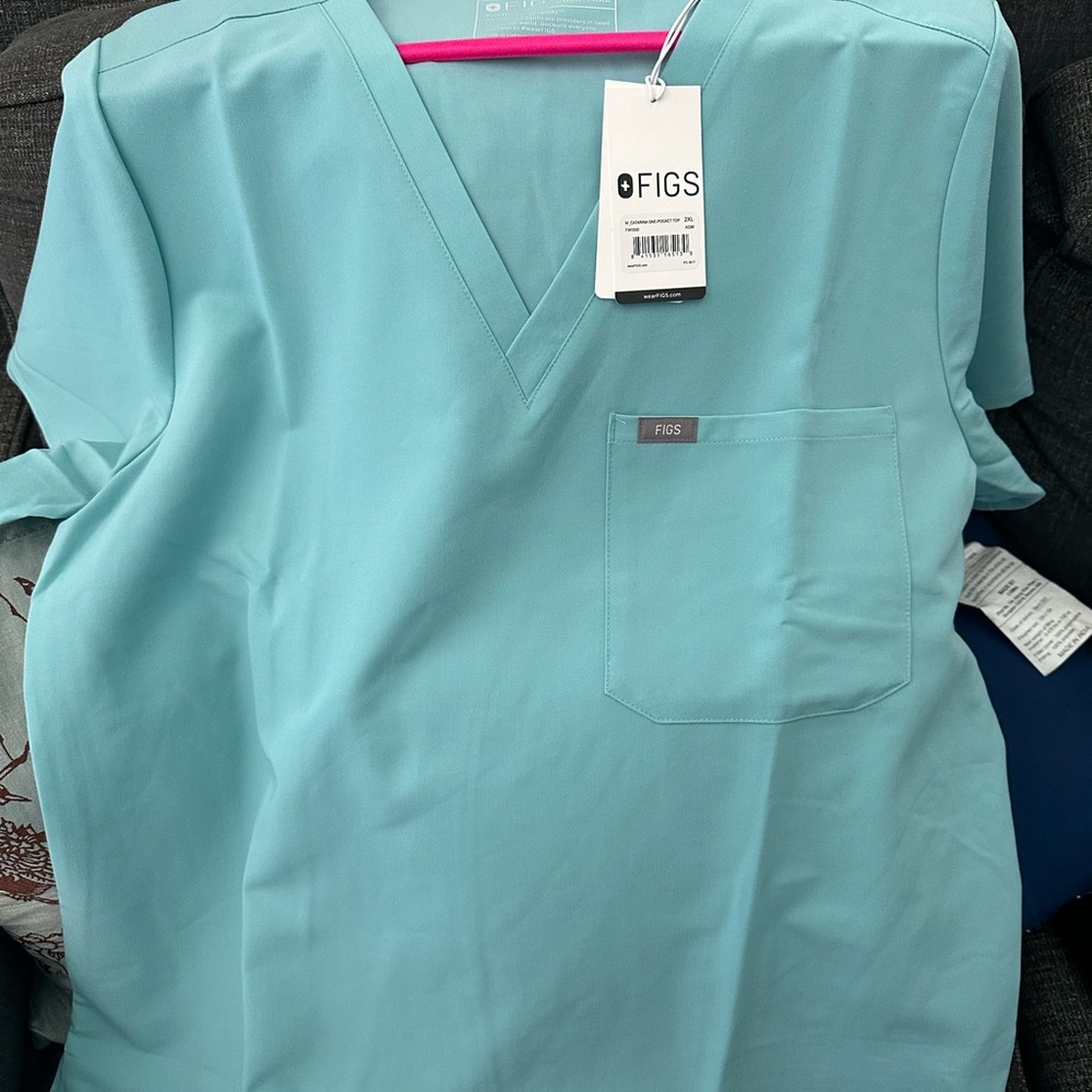 Figs Light Blue Scrub Top